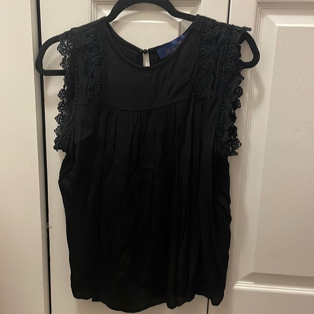 Blue Rain Black Shoulder Detailed Tank